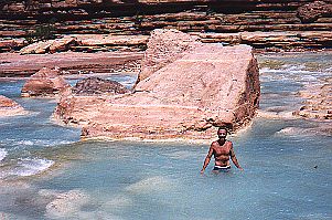 Swimming in blue water